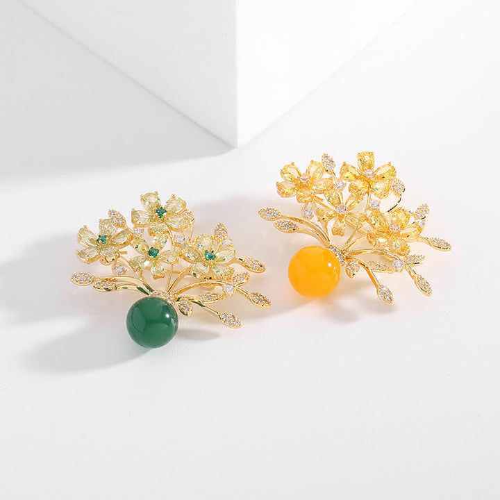 Broche vase bouquet de fleurs pour femme