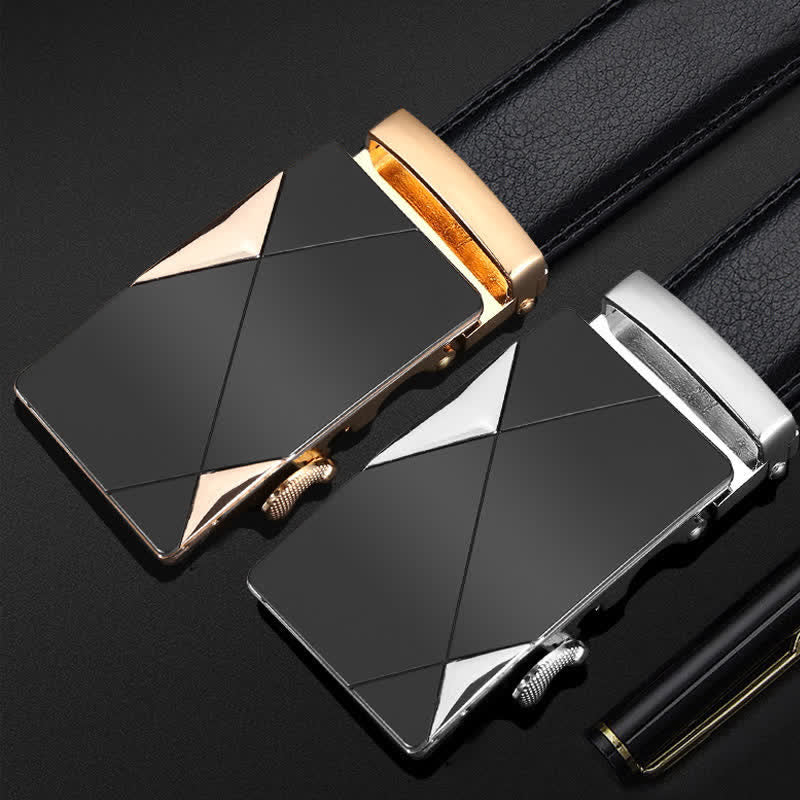 Ceinture en cuir à boucle automatique de luxe en relief pour homme