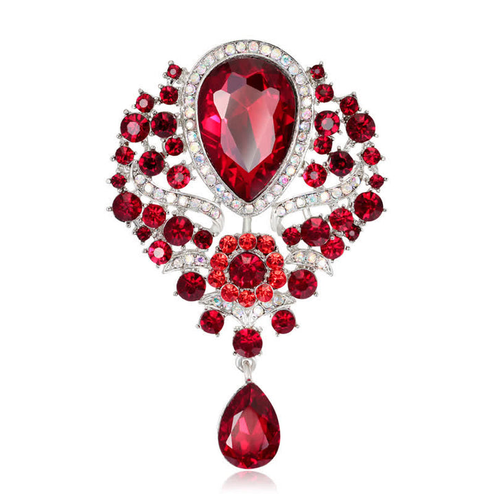 Broche en forme de goutte d'eau en verre transparent pour femme