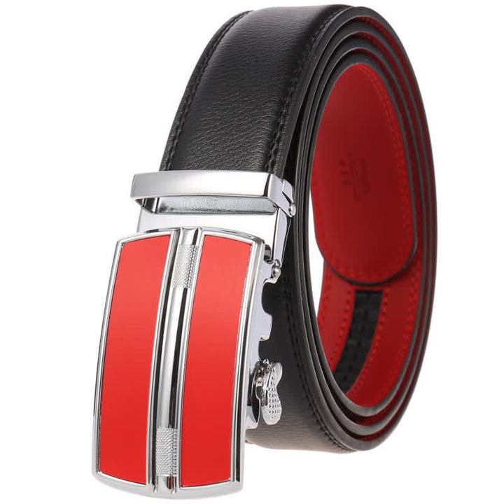 Ceinture en cuir à boucle automatique creuse simple pour homme - Noir #5 - 46 - image 17