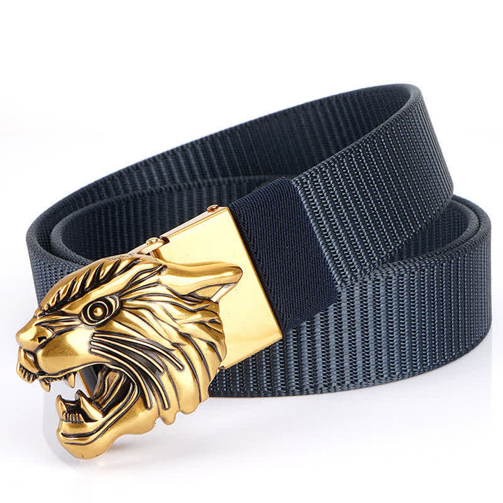 Ceinture en nylon à tête de tigre rugissante pour homme