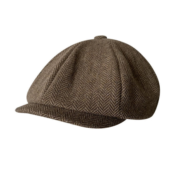 Casquette béret octogonale à chevrons fins en café