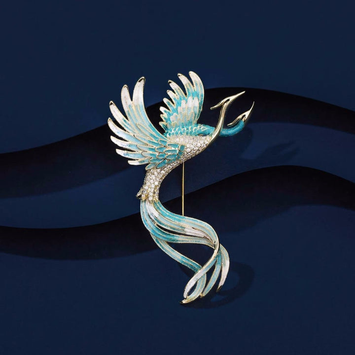 Broche phénix volant à deux têtes pour femme