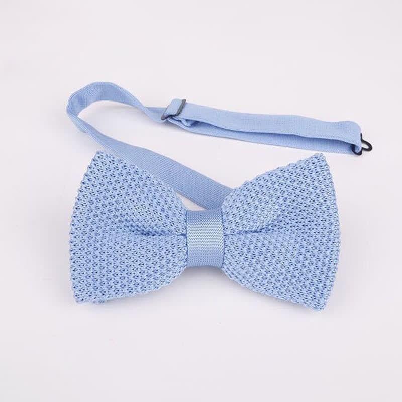 Nœud papillon tricoté double épaisseur de couleur unie pour homme