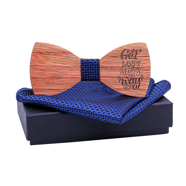 Lot de 2 noeuds papillon en bois pour homme avec proverbes