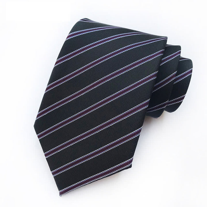Cravate rayée noire et bordeaux pour homme