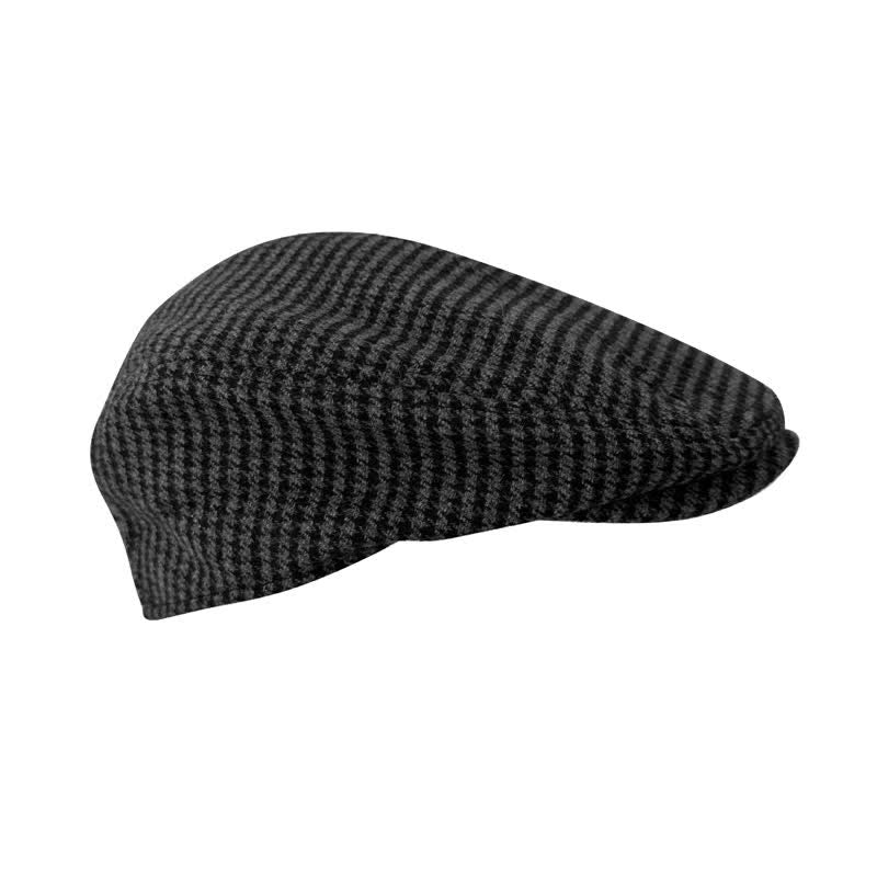 Casquette béret Ivy à carreaux pied-de-poule noir et gris