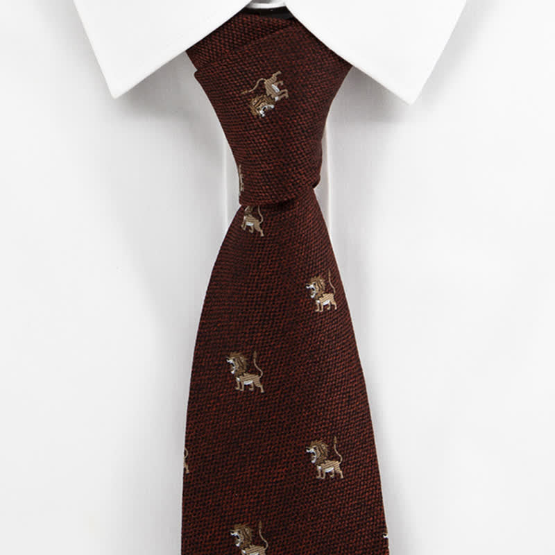 Cravate pour homme avec motif de lion chasseur d'animaux de dessin animé