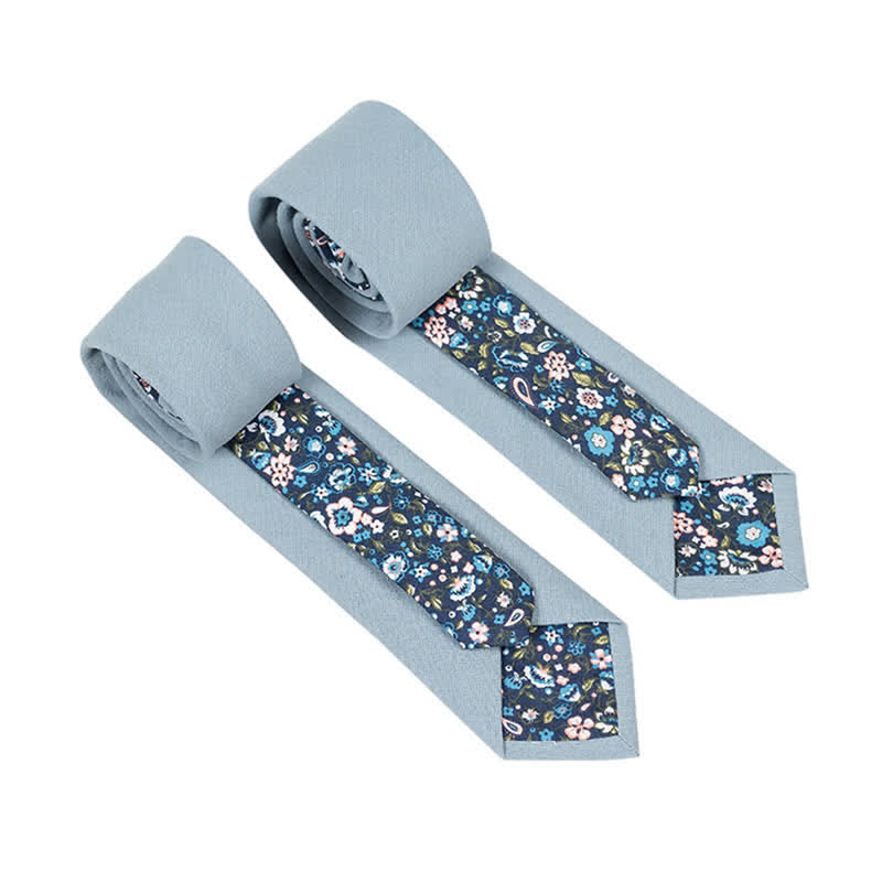 Cravate patchwork florale à carreaux pour homme - Bleu clair - image 17