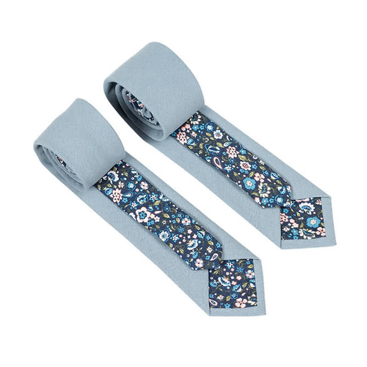 Cravate patchwork florale à carreaux pour homme - Bleu clair - image 17