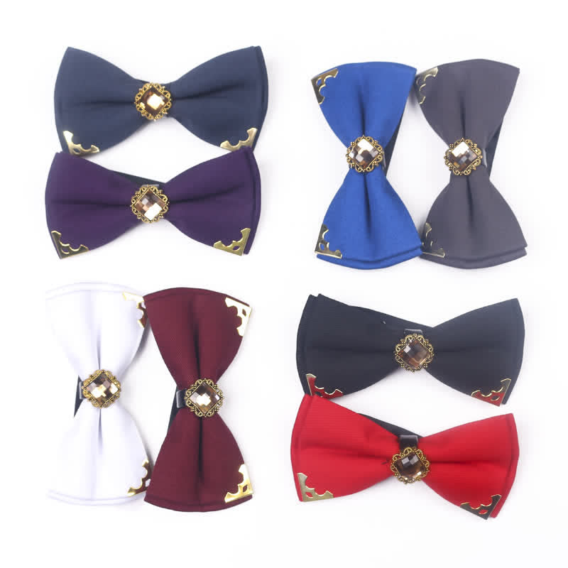 Nœud papillon en coton à bordure dorée pour homme