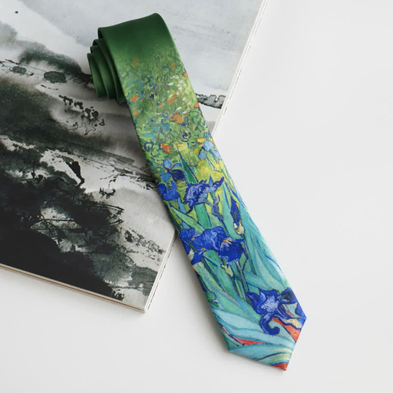 Cravate Iris pour homme avec impression à l'huile créative