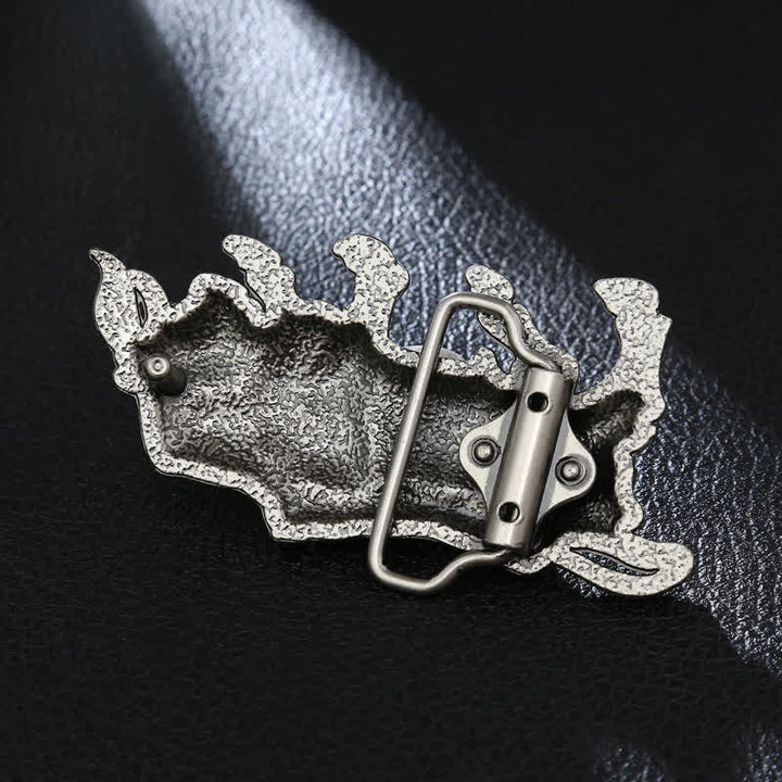 Ceinture en cuir véritable avec boucle en forme de taureau argenté pour homme