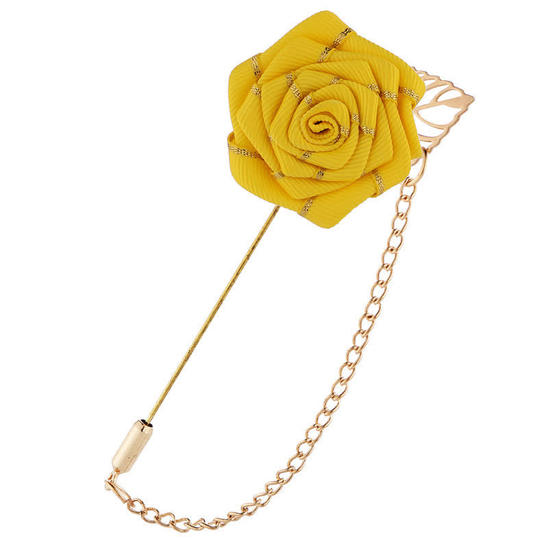 Broche chaîne camélia florale pour homme