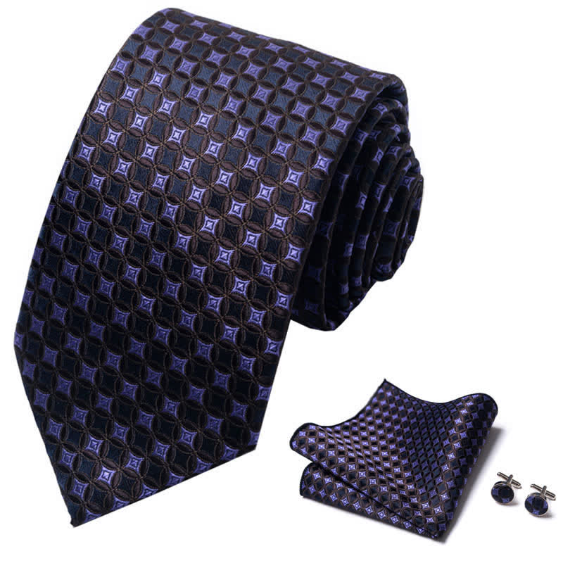 Lot de 3 cravates géométriques violettes et marron pour hommes