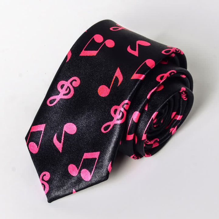 Cravate pour homme avec notes de musique de piano - Note noire et rose - image 15