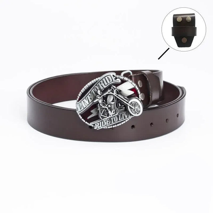 Ceinture en cuir pour homme avec tête de mort et squelette de motard