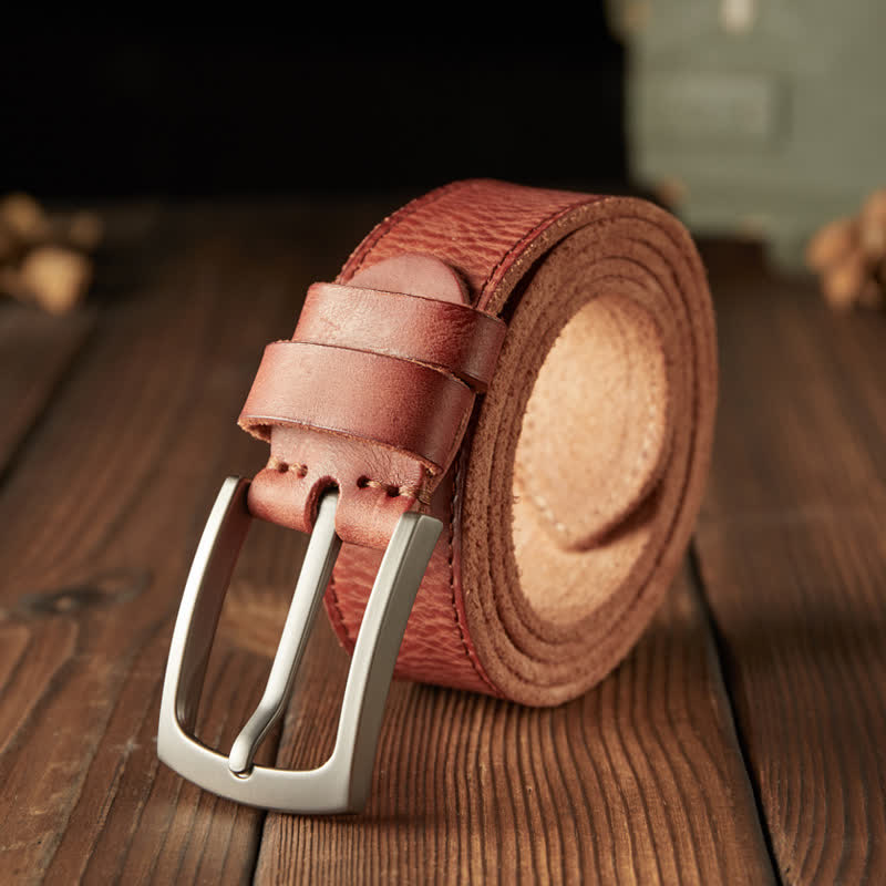 Ceinture en cuir de cow-boy texturée classique pour homme - Brun - 46 - image 11