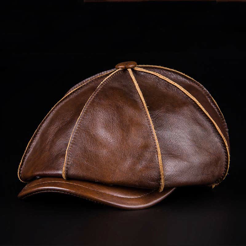 Béret octogonal littéraire en cuir véritable - image 1
