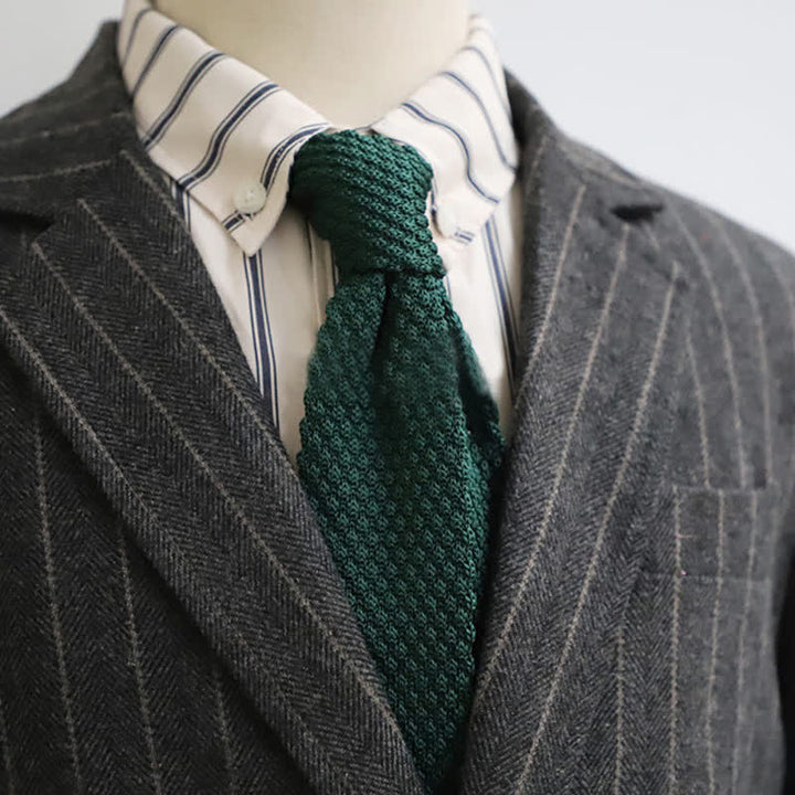 Cravate étroite en tricot de couleur unie pour hommes