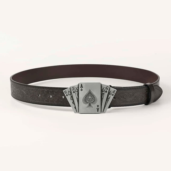 Ceinture en cuir pour homme avec cartes à jouer et poker