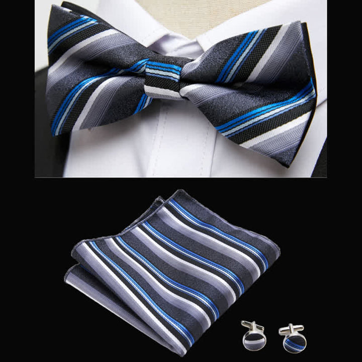 Lot de 3 mouchoirs de poche classiques à rayures pour homme