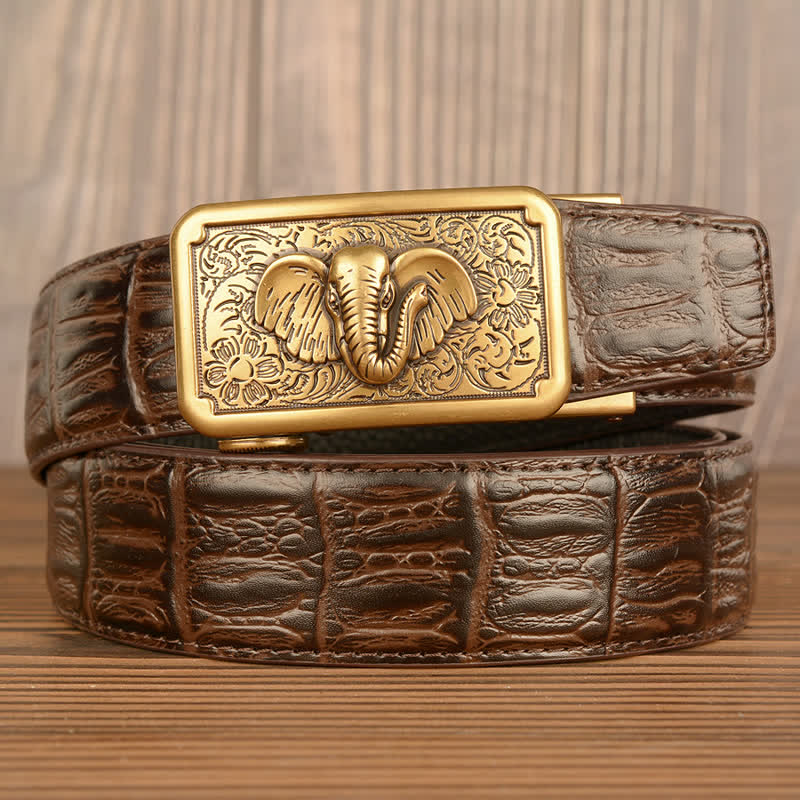 Ceinture en cuir à motif alligator éléphant punk pour homme