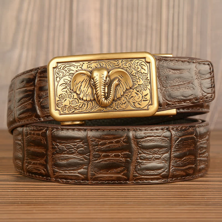 Ceinture en cuir à motif alligator éléphant punk pour homme
