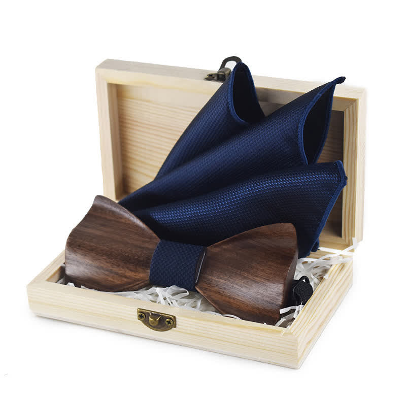 Lot de 4 noeuds papillon vintage en bois noir pour homme