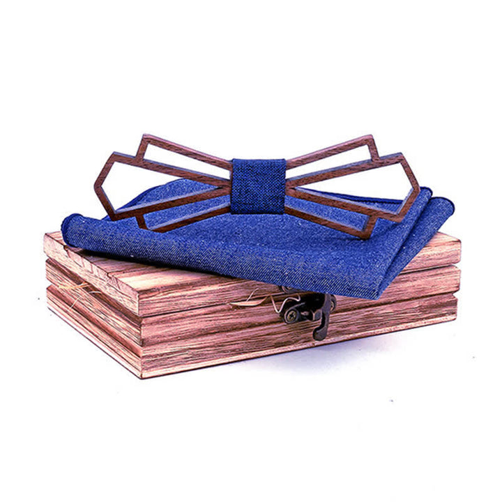 Lot de 2 noeuds papillon fantaisie creux en bois pour homme