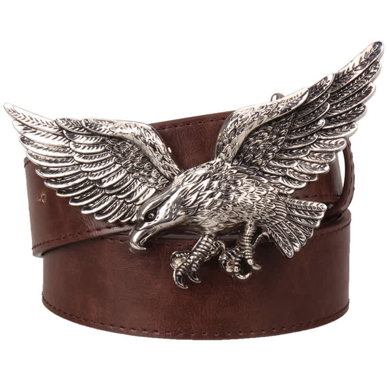 Ceinture en cuir à boucle pour homme avec motif d'aigle volant de grande taille