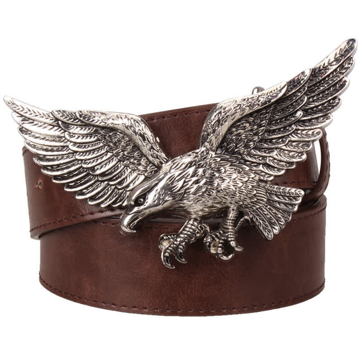 Ceinture en cuir à boucle pour homme avec motif d'aigle volant de grande taille
