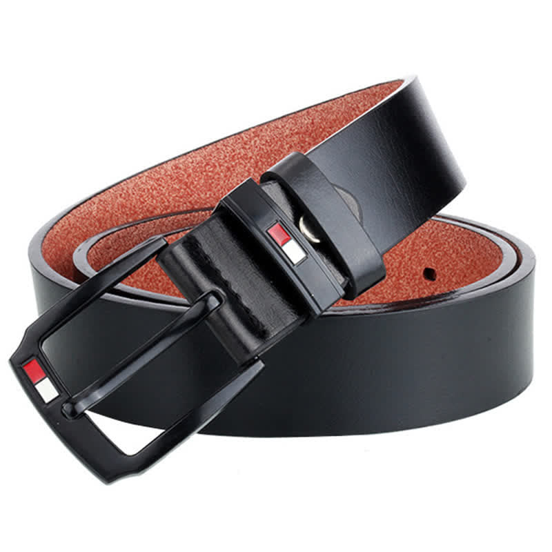 Ceinture en cuir à boucle noire rétro pour homme