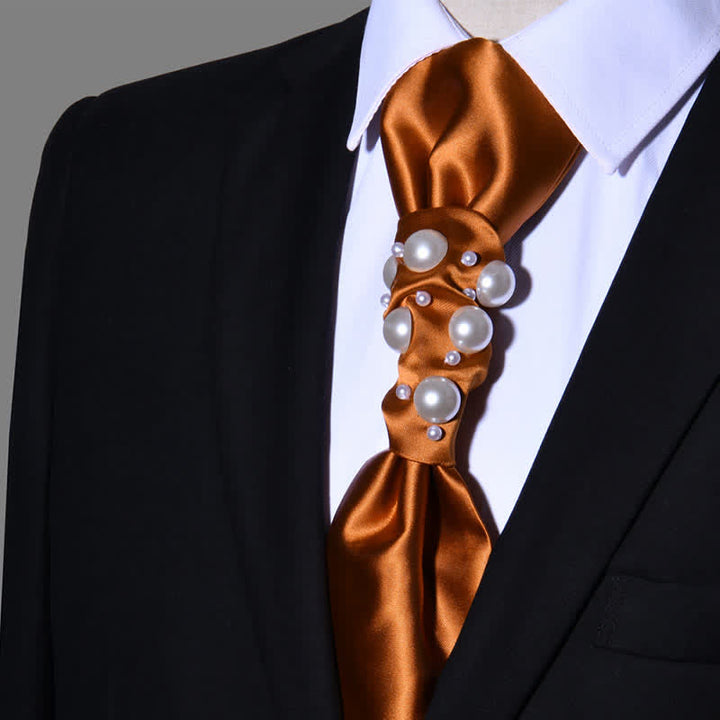 Cravate de mariage pour homme avec perles au look vintage - Orange - image 17