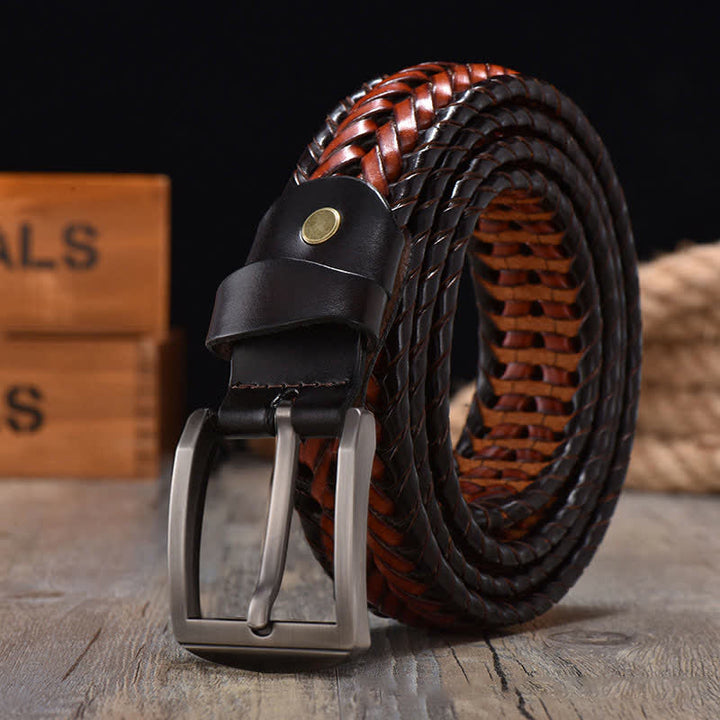 Ceinture en cuir tressée décontractée pour homme
