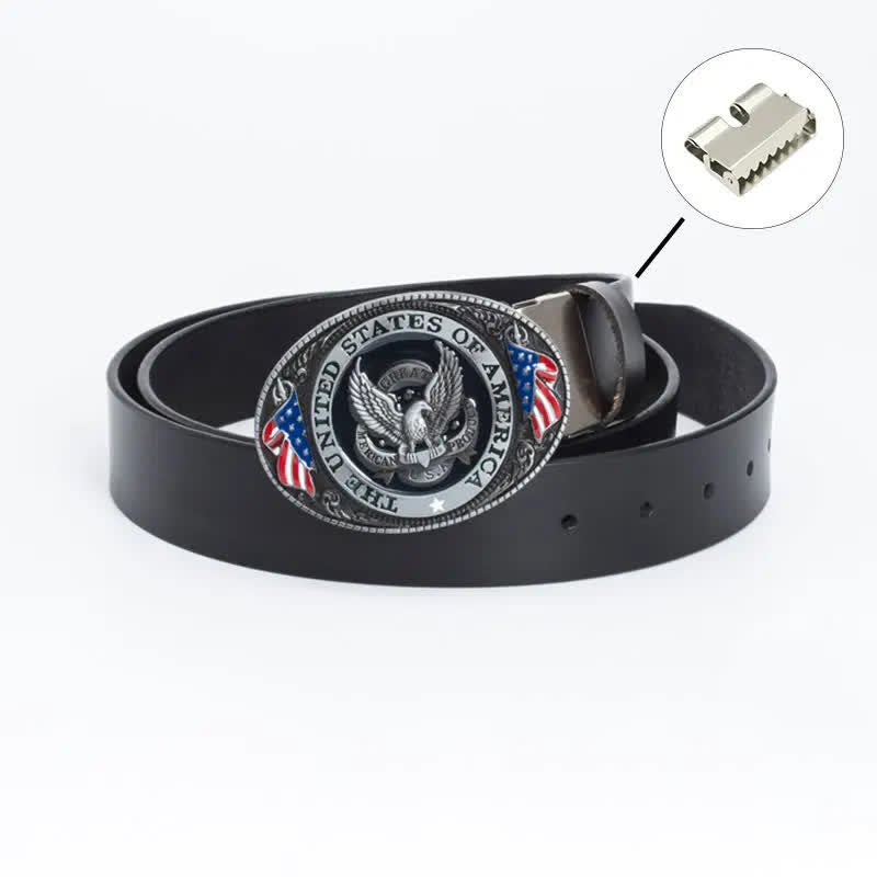 Ceinture en cuir de luxe pour homme avec drapeau américain et aigle