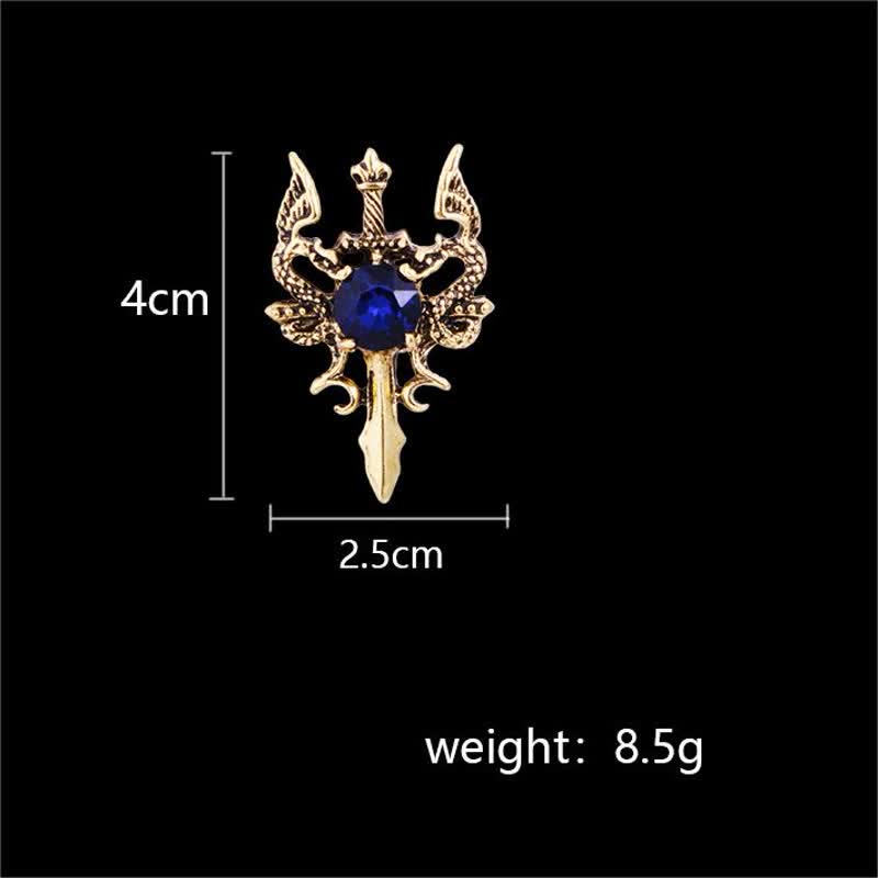 Broche rétro en forme d'épée de dragon pour homme