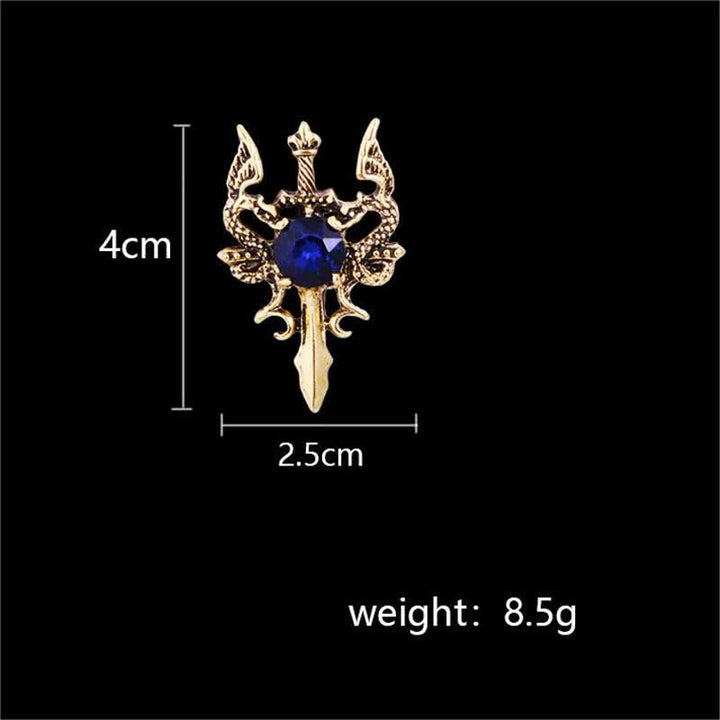 Broche rétro en forme d'épée de dragon pour homme