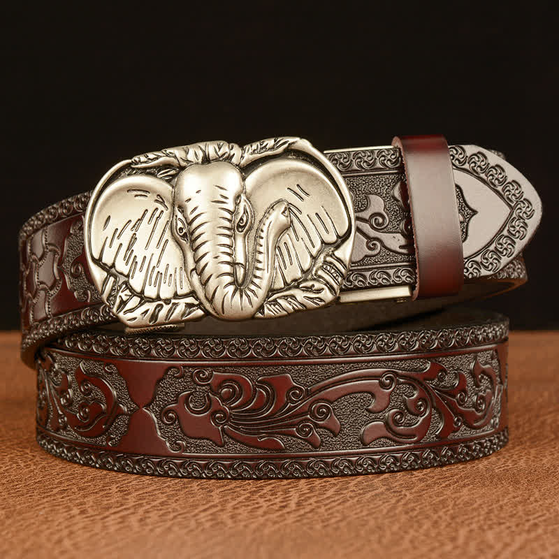 Ceinture en cuir à grandes oreilles d'éléphant pour homme