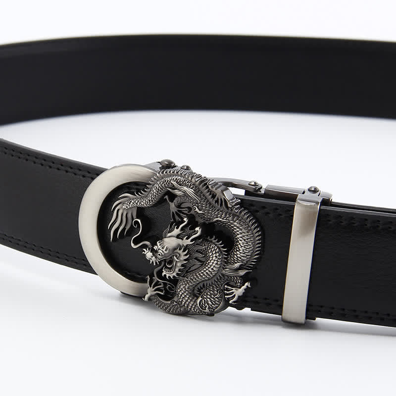 Ceinture en cuir à cliquet automatique Dragon Business pour homme