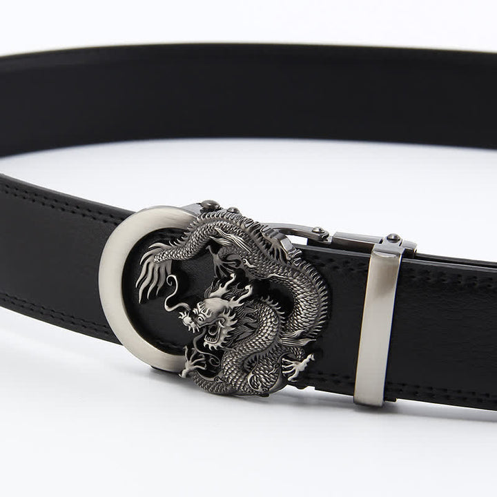 Ceinture en cuir à cliquet automatique Dragon Business pour homme
