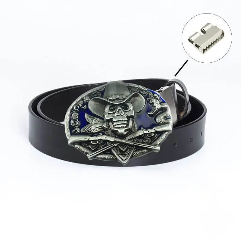 Ceinture en cuir pour homme avec tête de mort et armes croisées