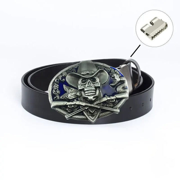 Ceinture en cuir pour homme avec tête de mort et armes croisées