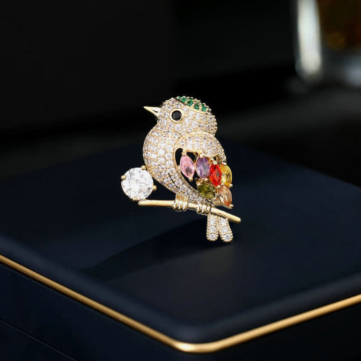 Broche en zircon pour femme en forme de branche de tarte