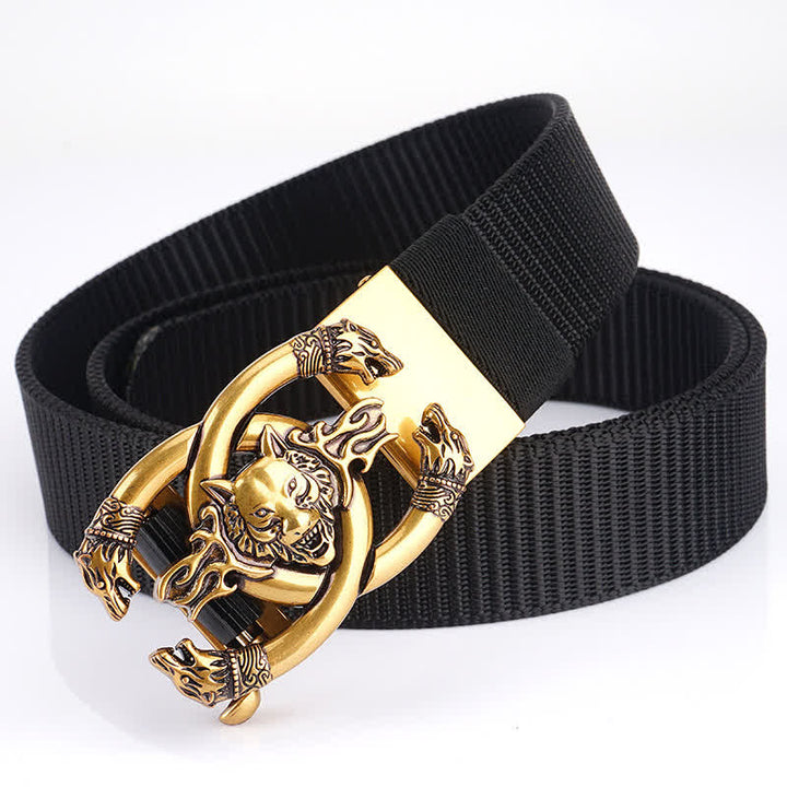 Ceinture en nylon pour homme avec loups féroces en flammes