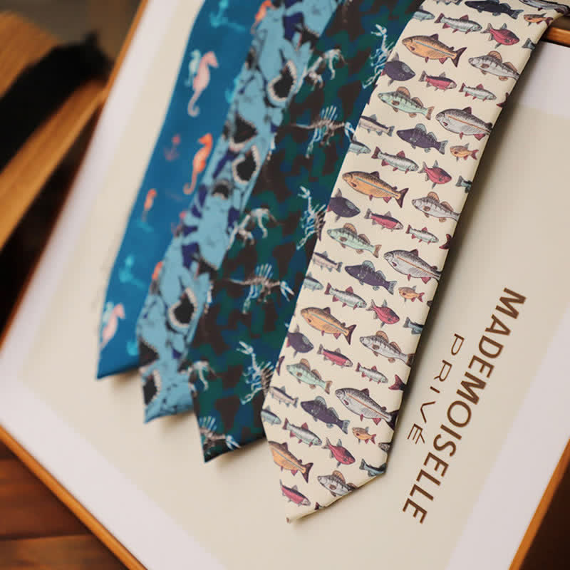 Cravate pour homme à motifs de créatures préhistoriques colorées