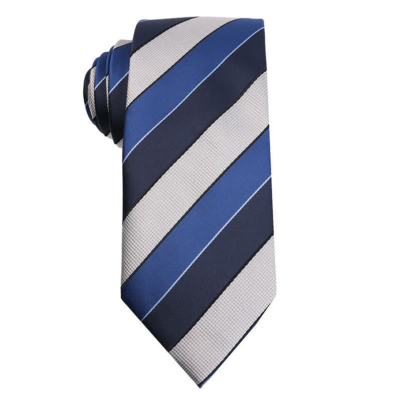 Cravate élégante à rayures pour homme - Bleu et blanc - image 3