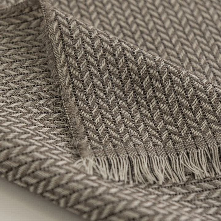 Écharpe simple à chevrons et pompons pour femme