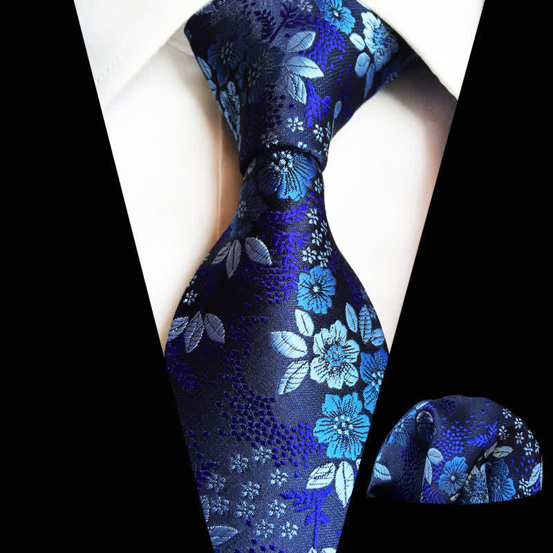 Ensemble de 2 cravates à fleurs de prunier pour homme - Marine - image 4
