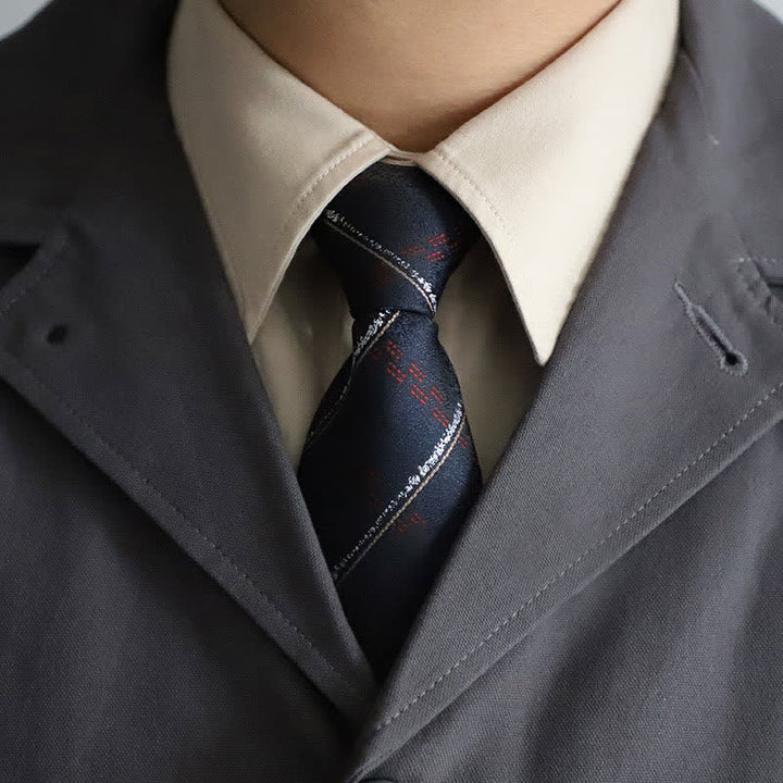 Cravate élégante à fermeture éclair pour homme, motif cachemire rayé - Rayé bleu marine - image 10